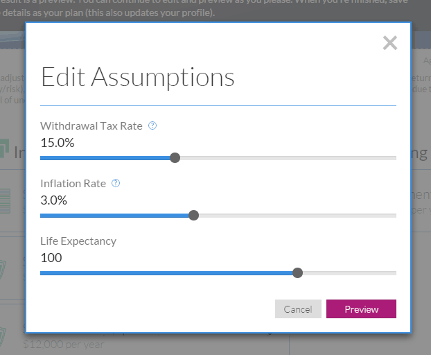 Personal Capital Retirement Calculator Edit Assumptions
