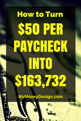 Do you wish you could be saving more money for retirement than you are right now? My challenge to you: Start by spending  less per paycheck and redirecting that savings back into your tax-deferred retirement account. What will that do? Turn into 3,732 more on top of your retirement nest egg! Read on to find out how. MyMoneyDesign.com